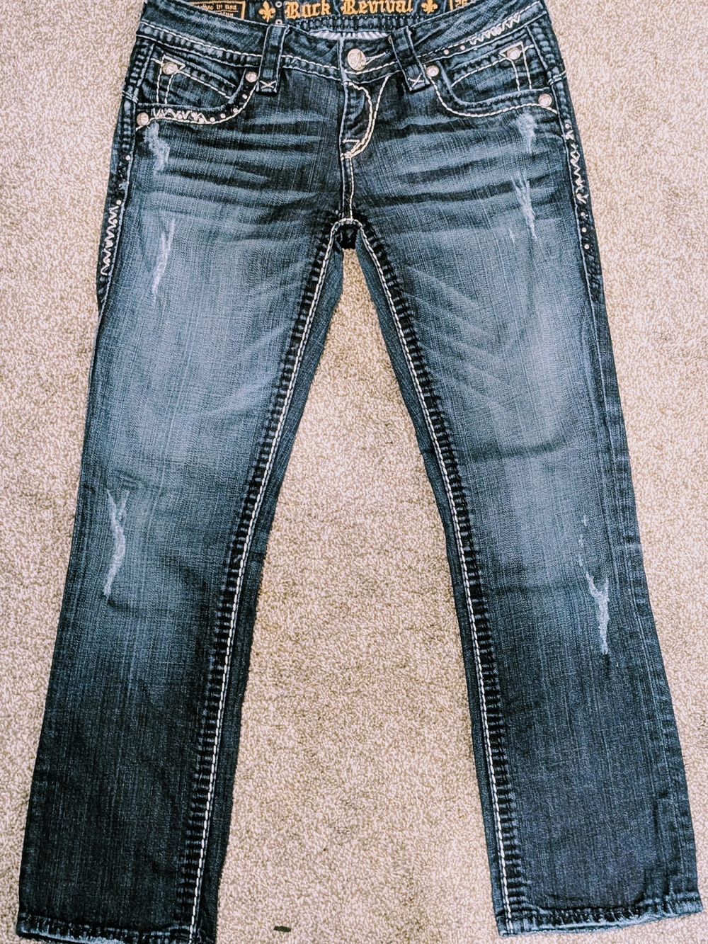 Women's Rock Revival Stephanie Easy Capri Size 26 Low Rise Dark Wash Super Cute